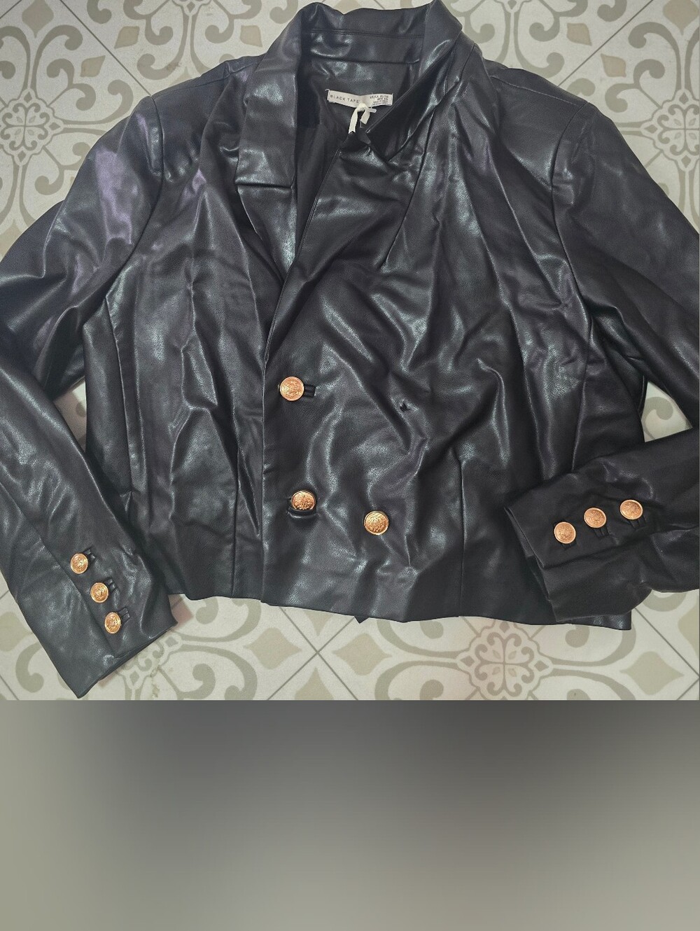 Black Tape Women's Size XL Faux Leather Crop Motocycle Jacket NWT Retails/$110